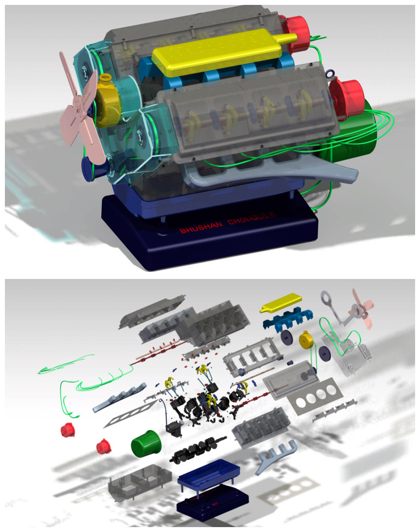 V8 Engine 8װl(f)(dng)C(j)ģ3DD CATIAO(sh)Ӌ(j) STPʽ