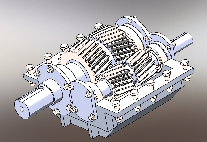 helical gear boxбX݆Y(ji)(gu)3DD SolidworksO(sh)Ӌ